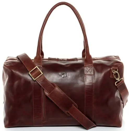 Produktbild: SID & VAIN große XL Reisetasche echt Leder - Sporttasche groß Yale Zip - Weekender Handgepäck mit Schultergurt - Ledertasche Herren und Damen braun handgefertigt