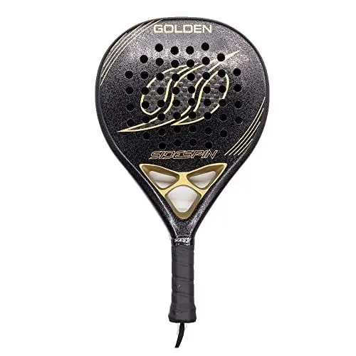 Produktbild: SideSpin Padelschläger Golden 12K Full Carbon Sand, Leistung + Kontrolle + Effekt, Unisex, Erwachsene, Schwarz, Gold, Universal