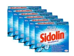 Produktbild: Sidolin Brillenputztücher, 300 (6 x 50) Stück, feuchte Reinigungstücher für Brillen, Displays, Bildschirme
