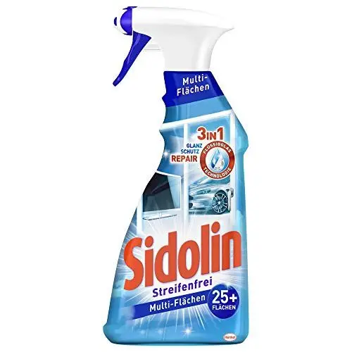 Produktbild: Sidolin Multi-Oberflächenreiniger, Sprühflasche, für streifenfreien Glanz auf über 25 Oberflächen mit Flüssigglas-Technologie, 500 ml (1er-Pack)(Verpackung kann abweichen)