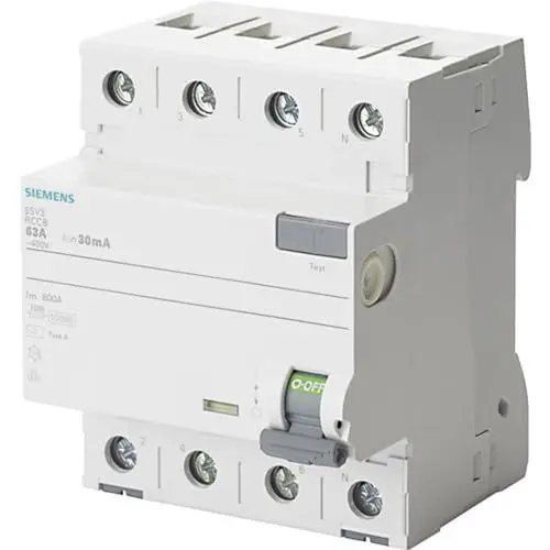 Produktbild: SIEMENS - Siemens 5SV33446 FI-Schutzschalter 3P+N TypA 30mA 40A 400V