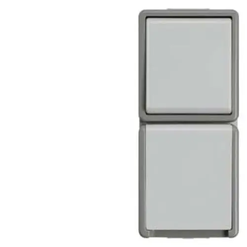 Produktbild: Siemens 5TA4816 DELTA fläche IP44 AP Wechselschalter und SCHUKO-Steckdose mit Klappdeckel für Feuchtraum, Außenbereich oder Keller