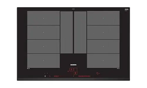 Produktbild: Siemens EX851LYV5E, iQ700, Smartes Induktionskochfeld 80 cm, autark, Rahmenlos aufliegend, Touch & Slide, varioInduktion Plus, Intelligente flexZonen, Bratsensor Plus, cookConnect System, Schwarz