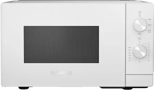 Produktbild: Siemens FF020LMW0 iQ300 Mikrowelle, 44 x 26 cm, 800 Watt, Drehteller 27 cm, Türanschlag links, LED-Innenbeleuchtung, Weiß