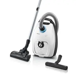 Produktbild: Siemens Staubsauger mit Beutel Z 7.0 VSZ7442S, ideal für Allergiker, Hygiene-Filter Plus, extrem leise, Bodendüse für Parkett, Teppich, Fliesen, langes Kabel, XXL-Polsterdüse, Fugendüse, 650 W, weiß