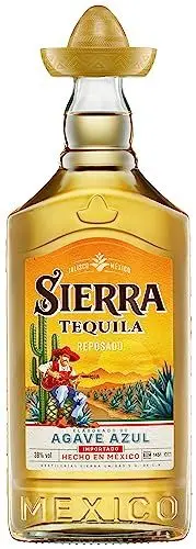 Produktbild: Sierra Tequila Reposado (1 x 700 ml) – das Original mit Sombrero aus Mexico – Reposado Tequila mit zarten Noten von Vanille und Karamell – ideal als Shot mit Zimt & Orange – 38 % Alk.