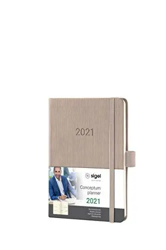 Produktbild: SIGEL C2161 Terminplaner Wochenkalender 2021, ca. A6, Hardcover, taupe, mit vielen Extras, Conceptum - weitere Modelle