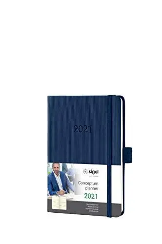 Produktbild: SIGEL C2163 Terminplaner Wochenkalender 2021, ca. A6, Hardcover, dunkelblau, mit vielen Extras, Conceptum - weitere Modelle