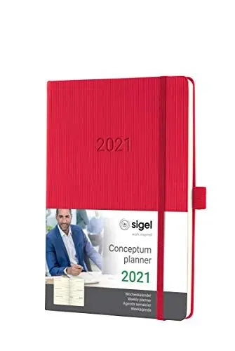Produktbild: SIGEL C2164 Terminplaner Wochenkalender 2021, ca. A5, Hardcover, rot, mit vielen Extras, Conceptum - weitere Modelle