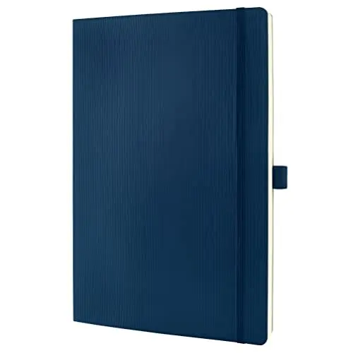 Produktbild: Sigel CO316 Notizbuch A4 kariert blau, Softcover, 194 nummerierte Seiten, nachhaltiges Papier, mit Inhaltsverzeichnis, Stiftschlaufe, Falttasche, Gummibandverschluss, Conceptum