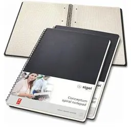Produktbild: SIGEL CO820/3 Premium Spiralblock A4, kariert, schwarz, 80 Blatt, sehr stabiler Hardcover-Einband, 3er Pack, Einsteckfach, aus nachhaltigem Papier, Conceptum