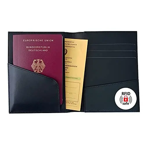 Produktbild: SIGEL CO903 Impfpass Hülle Schutzhülle Impfausweis, Reisepass Etui, RFID & NFC Schutz, schwarz, Reiseorganiser