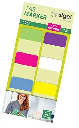 Produktbild: SIGEL HN203 Tab Marker, extra starke Haftmarker, 25 x 38 mm, 60 Streifen
