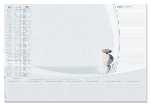 Produktbild: SIGEL HO370 Papier-Schreibtischunterlage, ca. DIN A2, mit aktuellem 3-Jahres-Kalender und Wochenplan, 30 Blatt, Schreibunterlage, vegan, aus nachhaltigem Papier