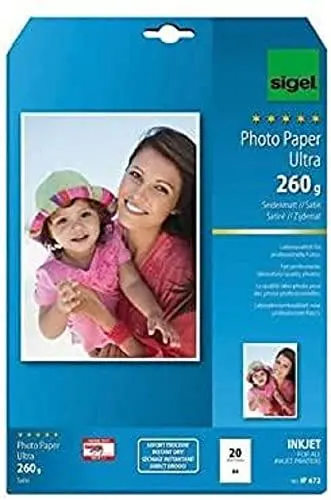 Produktbild: SIGEL IP672 InkJet Fotopapier Ultra, A4, 20 Blatt, seidenmatt, extrem lichtbeständig, 260 g, für hochwertige Fotografien
