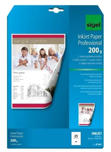 Produktbild: SIGEL IP681 InkJet-Papier, A4, 25 Blatt, 2seitig spezialbeschichtet matt, hochweiß, beidseitig bedruckbar, 200 g