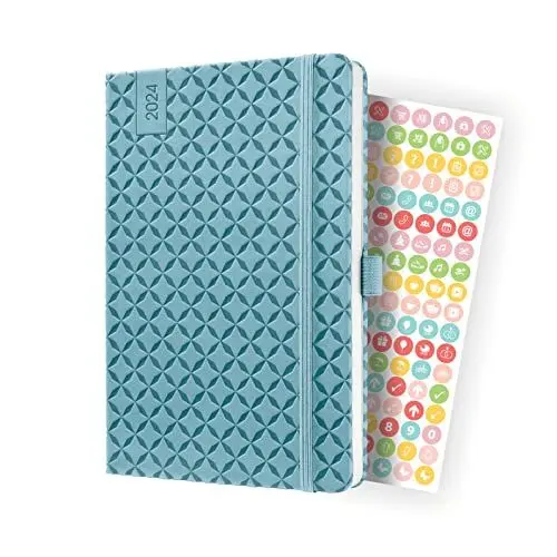 Produktbild: SIGEL J4113 Wochenkalender Jolie 2024, ca. A5, hellblau, Hardcover, Gummiband, Stiftschlaufe, Einstecktasche, 174 Seiten, aus nachhaltigem Papier, Terminplaner