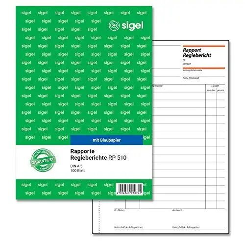 Produktbild: SIGEL RP510 Rapport / Regiebericht A5, 100 Blatt