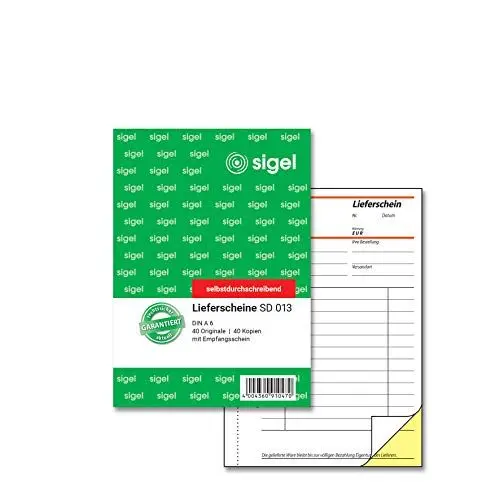 Produktbild: SIGEL SD013 Lieferscheine A6, 2x40 Blatt, selbstdurchschreibend, aus nachhaltigem Papier