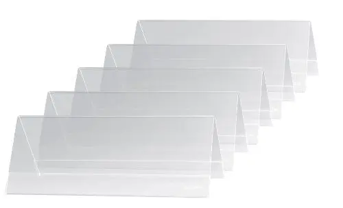 Produktbild: SIGEL TA130 Tischaufsteller Dachform 5er Pack für 24 x 9 cm, Tisch-Namensschilder für beidseitige Präsentation, incl. 5 Einsteckkarten
