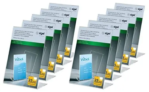 Produktbild: Sigel TA214 Tischaufsteller A6 schräg, 10 Stück, hochwertiges glasklares Acryl, Werbeaufsteller