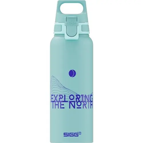 Produktbild: SIGG - Alu Trinkflasche - WMB Pathfinder Glacier - Klimaneutral Zertifiziert - Für Kohlensäurehaltige Getränke Geeignet - Auslaufsicher - Federleicht - BPA-frei - Outdoor - Blau Mit Aufdruck - 1L
