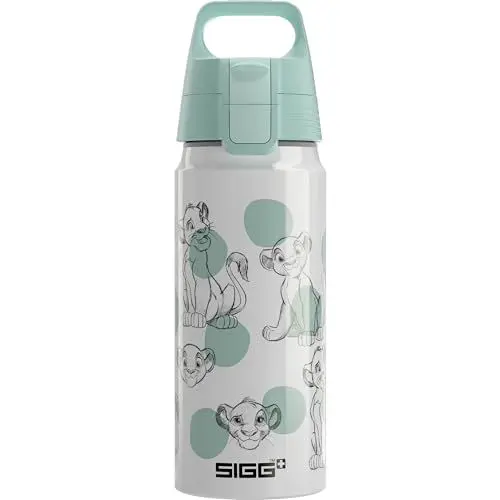 Produktbild: SIGG - Alu Trinkflasche Kinder - WMB ONE Simba & Nala - König der Löwen - Kohlensäuregeeignet - Auslaufsicher - Federleicht - BPA-frei - ClimatePartner Zertifiziert - Sport & Schule - Weiß - 0,6L