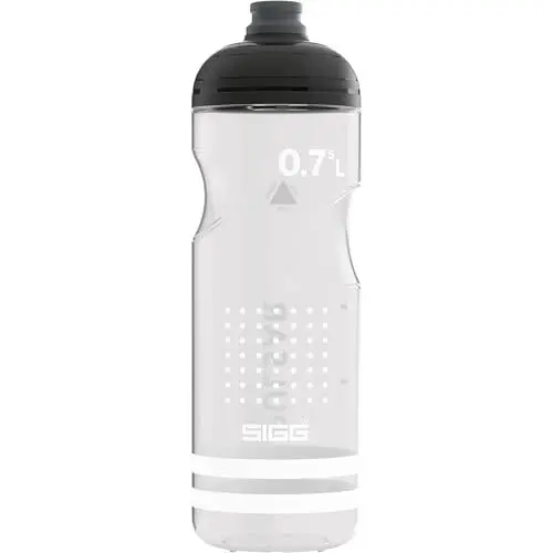 Produktbild: SIGG - Fahrrad Trinkflasche - Pulsar Transparent White - Quetschbar - Spülmaschinenfest - Federleicht - Auslaufsicher - BPA-frei - Sport & Fahrrad Zubehör - Weiß & Schwarz - 0,75L