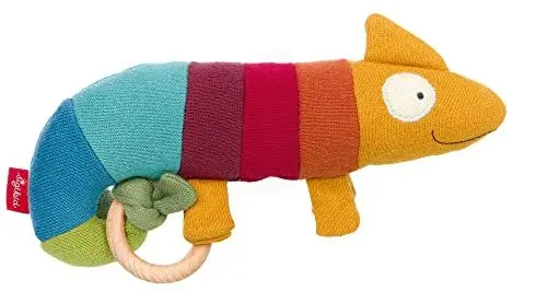 Produktbild: SIGIKID 39354 Strick-Greifling Chamäleo Baby Strick Mädchen und Jungen Babyspielzeug empfohlen ab 3 Monaten mehrfarbig, Chamäleon/Bunt