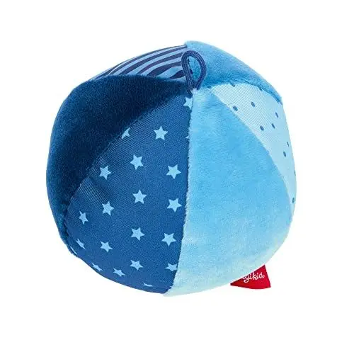 Produktbild: SIGIKID Softball, PlayQ Lernspielzeug, Babyball aus Plüsch und Stoff, weich gefüllt, erster Spielball mit integrierter Rassel, für Babys und Kleinkinder, Art.-Nr. 42862, blau Ø 11 cm