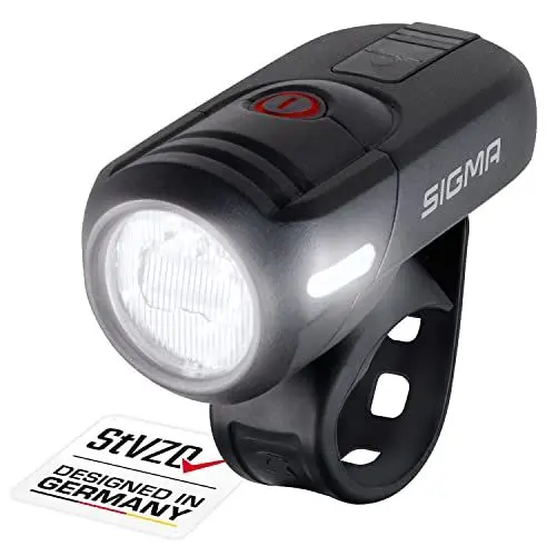 Produktbild: Sigma Aura 45 | LED Fahrradlicht 45 Lux | StVZO zugelassenes, akkubetriebenes Vorderlicht | 3 Leuchtmodi | wetterfestes & wiederaufladbares Frontlicht