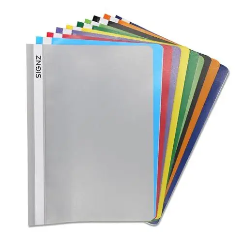 Produktbild: SIGNZ Schnellhefter DIN A4, stabil, 11 Stück, 11 Farben, transparenter Deckel, CO2-neutral hergestellt, aus recycelbarem Kunststoff (PP), FSC Mix 70%, made in Germany