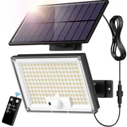 Produktbild: SIGRILL Solarlampen mit Bewegungsmelder 172LED , Solar Strahler IP65 Außenwandleuchte, Gartenleuchten mit 5m Kabel, Solarleuchten für Außen, Garage