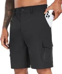 Produktbild: SIHOHAN Kurze Hosen Herren - Sommer Wanderhose Herren Kurz Leichte Schnelltrocknend Wandershorts Atmungsaktiv Stretch Cargo Shorts mit 7 Taschen für Trekking Outdoor(Dunkelgrau,M)