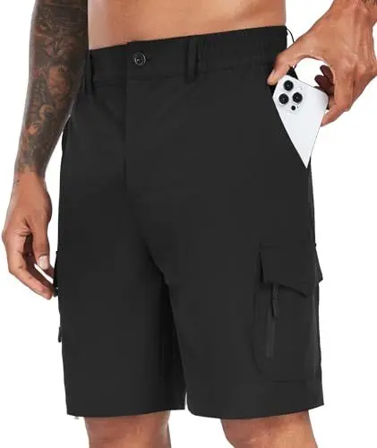 Produktbild: SIHOHAN Kurze Hosen Herren - Sommer Wanderhose Herren Kurz Leichte Schnelltrocknend Wandershorts Atmungsaktiv Stretch Cargo Shorts mit 7 Taschen für Trekking Outdoor(Schwarz,S)