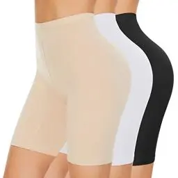 Produktbild: SIHOHAN Radlerhose Damen Baumwolle Boxershorts Unterwäsche Anti scheuern Unterhose Hose unter Kleid Kurze Shorts(Schwarz+Weiß+Beige,XL)