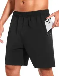 Produktbild: SIHOHAN Sporthose Herren Kurz - Schnell Trocknend Herren Shorts Leicht und Atmungsaktiv Kurze Hosen Herren mit Reißverschlusstasche für Fitness Laufsports(Schwarz,M)