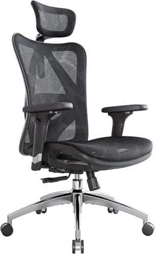 Produktbild: SIHOO M57 Ergonomischer Bürostuhl, Chefsessel mit 3D verstellbare Armlehne und Lendenwirbelstütze, Hautfreundliche Netz-Hochlehne, Schreibtischstuhl bis 150kg/330LB Belastbar(schwarz)