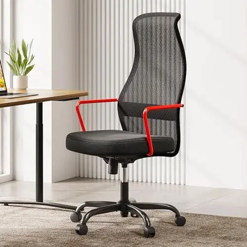Produktbild: SIHOO M101C Ergonomischer Bürostuhl - Bürostuhl mit zweifachem S-förmigem Rückenlehnen-Design, großer und hoher Bürostuhl, Sitzkissen mit hoher Widerstandsfähigkeit, Computertischstuhl (Rot)