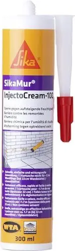 Produktbild: SIKA – Bohrlochinjektion – SikaMur InjectoCream 100 Weiß – ideal zur Bekämpfung von Mauerfeuchte – wasserabweisend – 300 ml