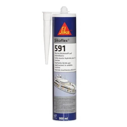 Produktbild: SIKA – Dichtstoff – Sikaflex 591 Weiß – für Marineanwendungen – für innen und außen – hochelastisch, strapazierfähig und lösemittelfrei – 300 ml