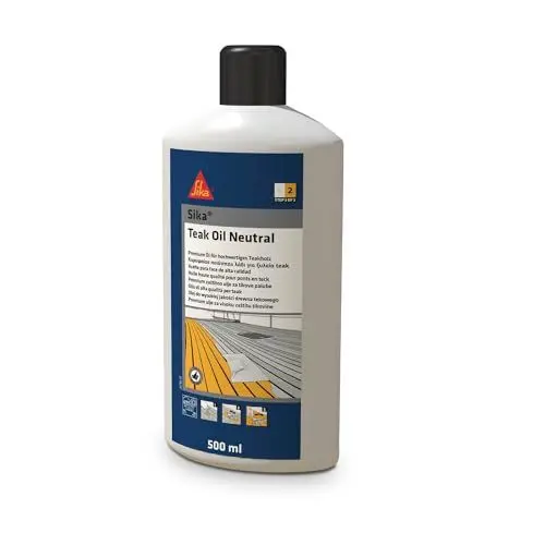 Produktbild: SIKA – Teak Öl – Sika Teak Oil Neutral Farblos – idealer Schutz für Teak Oberflächen und Möbel – witterungsbeständig und salzwasserbeständig – 500 ml