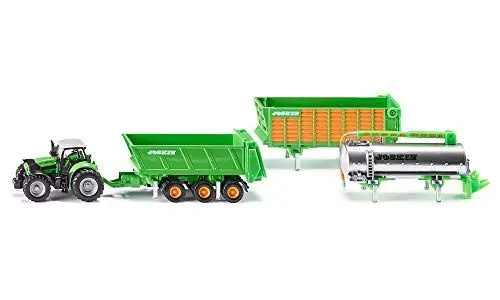 Produktbild: Siku 1848, DEUTZ-FAHR Traktor mit Joskin Anhängerset, 1:87, Metall/Kunststoff, Grün, 5-tlg, Mit Wechselsystem