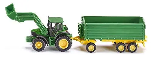 Produktbild: siku 1843, John Deere Traktor mit Frontlader und Anhänger, 1:87, Metall/Kunststoff, Grün, Kippbarer Anhänger