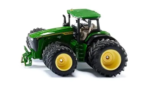 Produktbild: siku 3292, John Deere 8R 410 mit Doppelbereifung, Spielzeug-Traktor, 1:32, Metall/Kunststoff, Grün, Abnehmbares Frontgewicht, Achsschenkellenkung, Abnehmbare Kabine, Front- und Heckkupplung