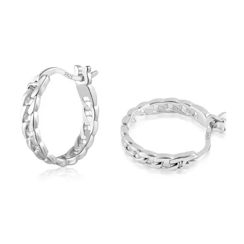 Produktbild: Silber 925 Creolen Ohrringe für Damen, Sterlingsilber Kleine Huggie Ohrringe Kette Huggie Creolen für Damen Silber Ohrringe hypoallergen S925 Creolen Schmuck Geschenk