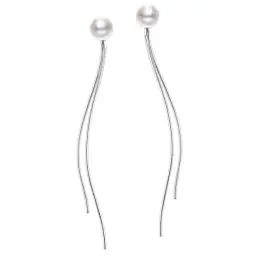 Produktbild: Silber 925 Lange Quasten Ohrringe Ohrstecker Damen, Silber 925 Ohrringe Ohrstecker überzogene Perlen Ohrstecker Tropfen Ohrringe Lange Ohrringe für Damen Women Girls