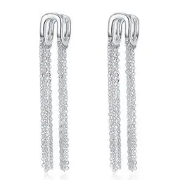 Produktbild: Silber 925 Lange Quasten Ohrstecker Ohrringe, Hypoallergen 925er Sterlingsilber Quasten Ohrringe Ohrstecker Silber Lange Ohrringe Quasten Ohrringe Hängende Ohrringe Schmuck Geschenk