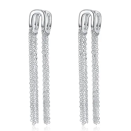 Produktbild: Silber 925 Lange Quasten Ohrstecker Ohrringe, Hypoallergen 925er Sterlingsilber Quasten Ohrringe Ohrstecker Silber Lange Ohrringe Quasten Ohrringe Hängende Ohrringe Schmuck Geschenk