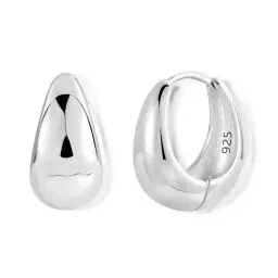 Produktbild: Silber 925 Ohrringe Creolen Kleine, Damen Sterling Silber 925 Creolen Klobig Ohrringe Oval Kleine Knorpel Huggie Creolen Leicht Breit Glitze Silber 925 Creolen Kreolen Kleine Chunky Creolen Ohrringe